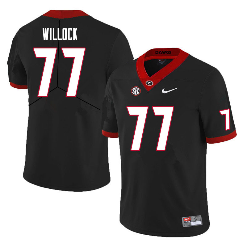 Georgia Bulldogs #77 Devin Willock College Football Jerseys Sale-Black